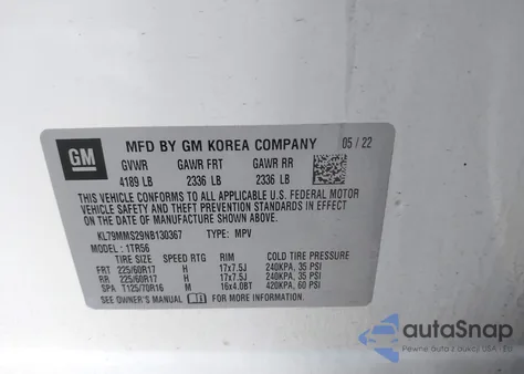 2022 Chevrolet Trailblazer Fwd Ls from USA, damaged, VIN KL79MMS29NB130367